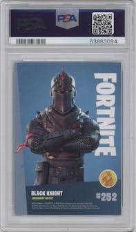 Black Knight from the 2019 Panini Fortnite  set featuring a Holofoil parallel graded by PSA and given an overall grade of 9.