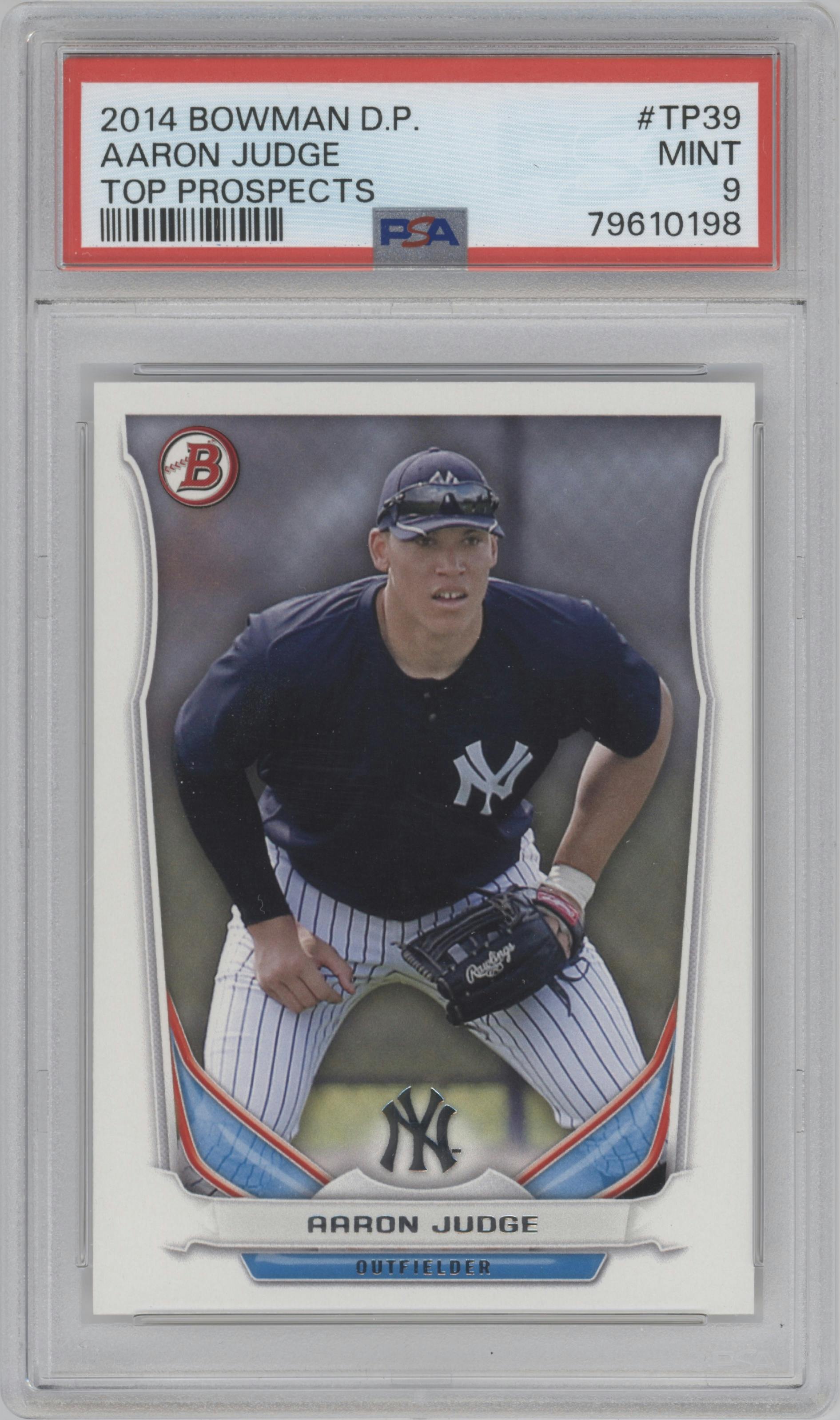 Aaron Judge from the 2014 Bowman Draft  set graded by PSA and given an overall grade of 9.