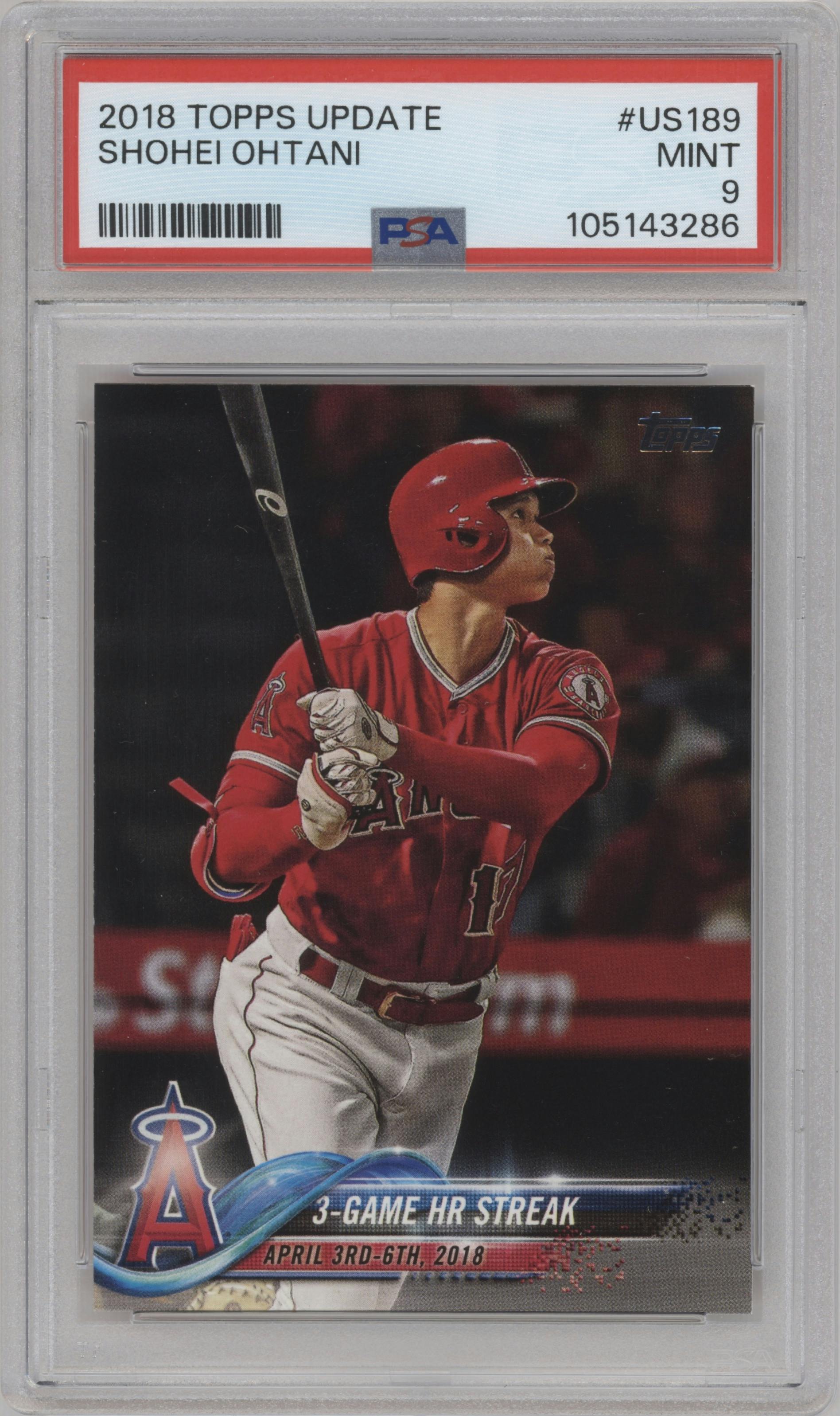 Shohei Ohtani from the 2018 Topps Update set graded by PSA and given an overall grade of 9.