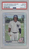 Jasson Dominguez from the 2020 Bowman Mega Box Chrome set graded by PSA and given an overall grade of 10.