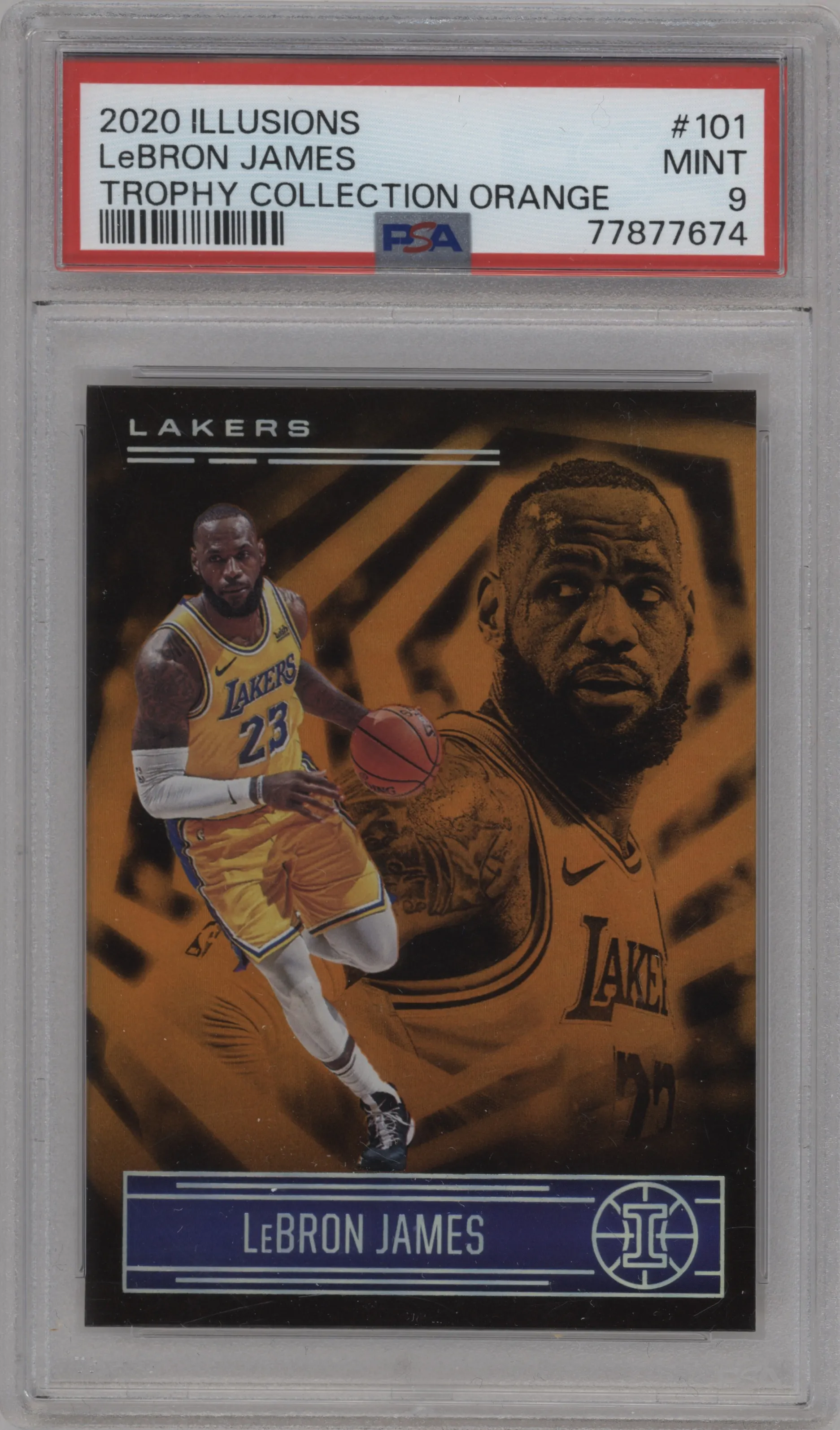 2020 Panini Illusions LeBron James Trophy Collection Orange #101 PSA 9