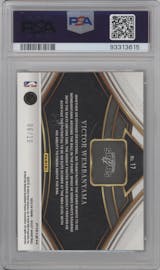 Victor Wembanyama from the 2023-24 Panini Select set featuring a Gold Prizm parallel graded by PSA and given an overall grade of 10.