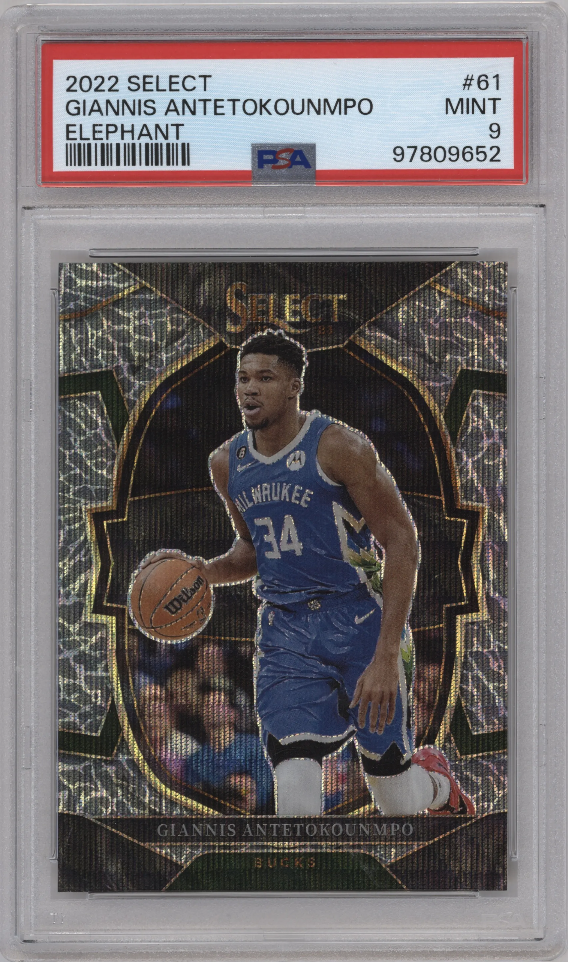 2022 Panini Select Giannis Antetokounmpo Elephant #61 PSA 9