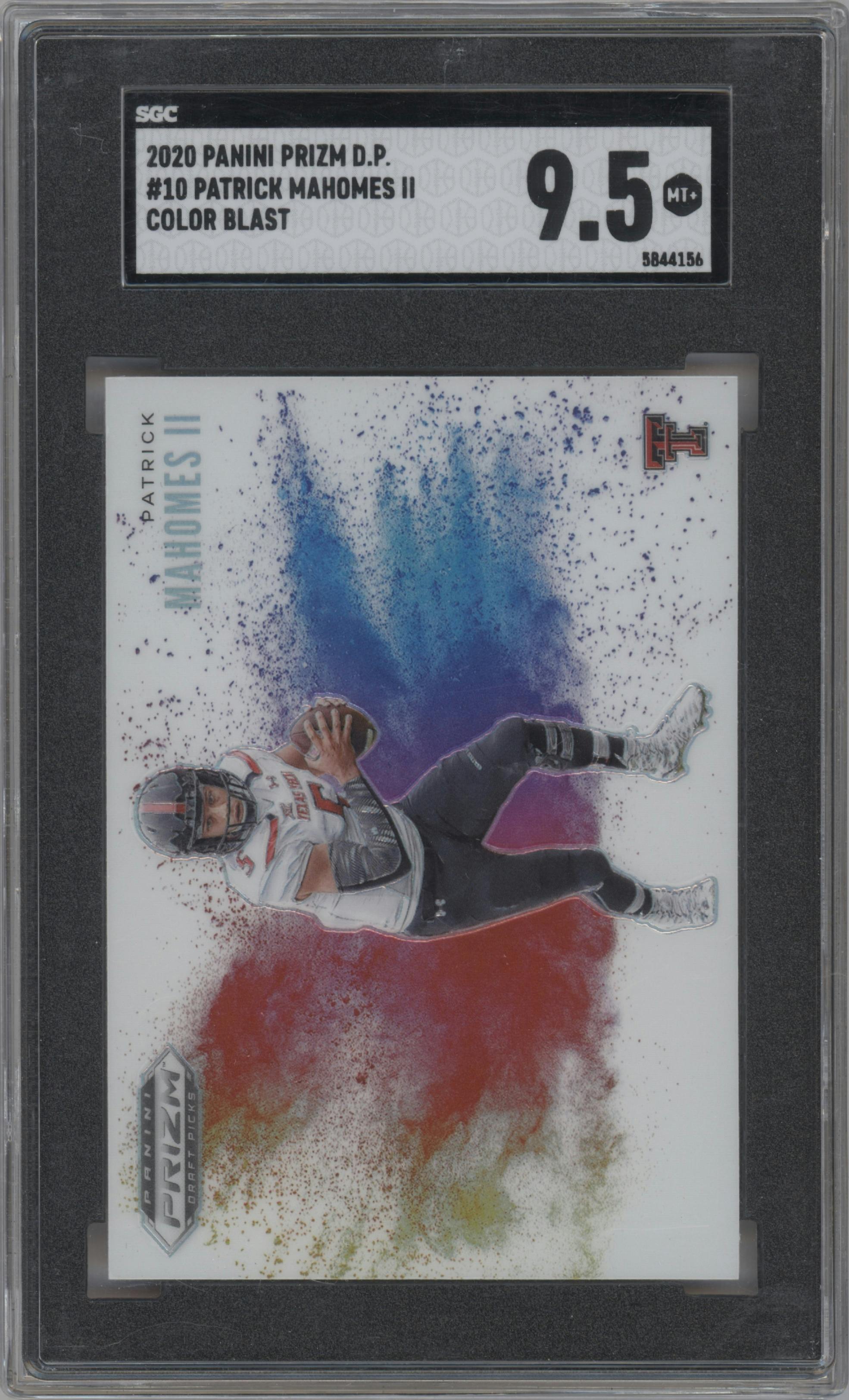 Patrick Mahomes II from the 2020 Panini Prizm Draft Picks set graded by SGC and given an overall grade of 9.5.