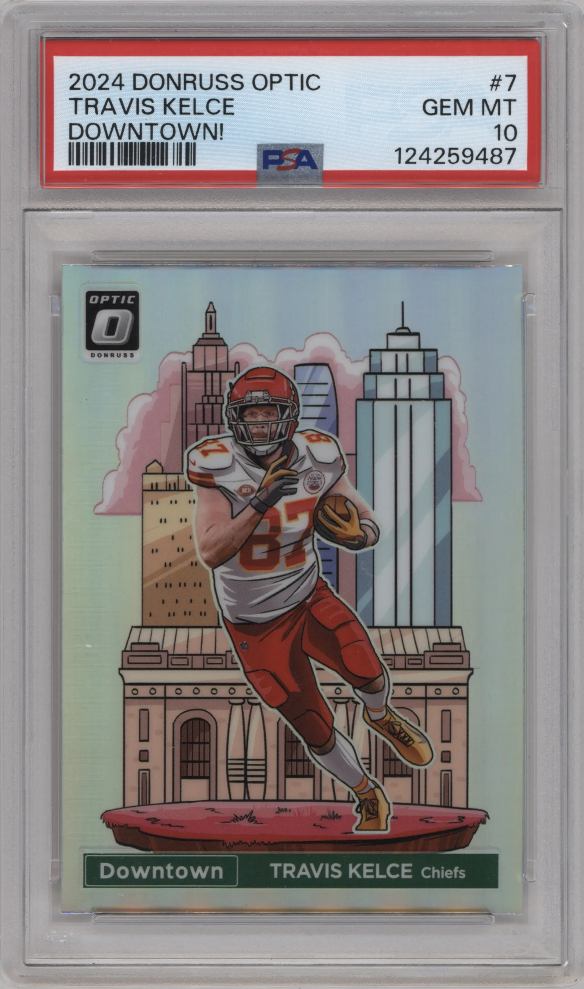2024 Donruss Optic Downtown! Travis Kelce #7 PSA 10