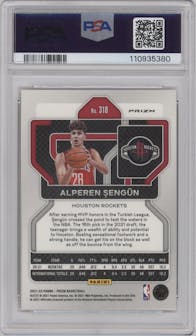 Alperen Sengun from the 2021-22 Panini Prizm  set featuring a Red Gold Wave parallel graded by PSA and given an overall grade of 10.