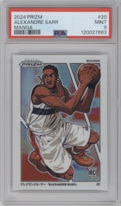 Alexandre Sarr from the 2024-25 Panini Prizm set graded by PSA and given an overall grade of 9.