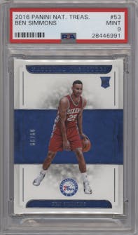 Ben Simmons from the 2016-17 Panini National Treasures Basketball set graded by PSA and given an overall grade of 9.