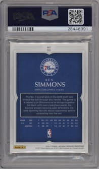Ben Simmons from the 2016-17 Panini National Treasures Basketball set graded by PSA and given an overall grade of 9.