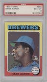 Hank Aaron from the 1975 Topps set graded by PSA and given an overall grade of 6.