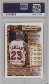 Michael Jordan from the 1993-94 Topps Finest  set graded by PSA and given an overall grade of 9.