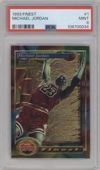 Michael Jordan from the 1993-94 Topps Finest  set graded by PSA and given an overall grade of 9.