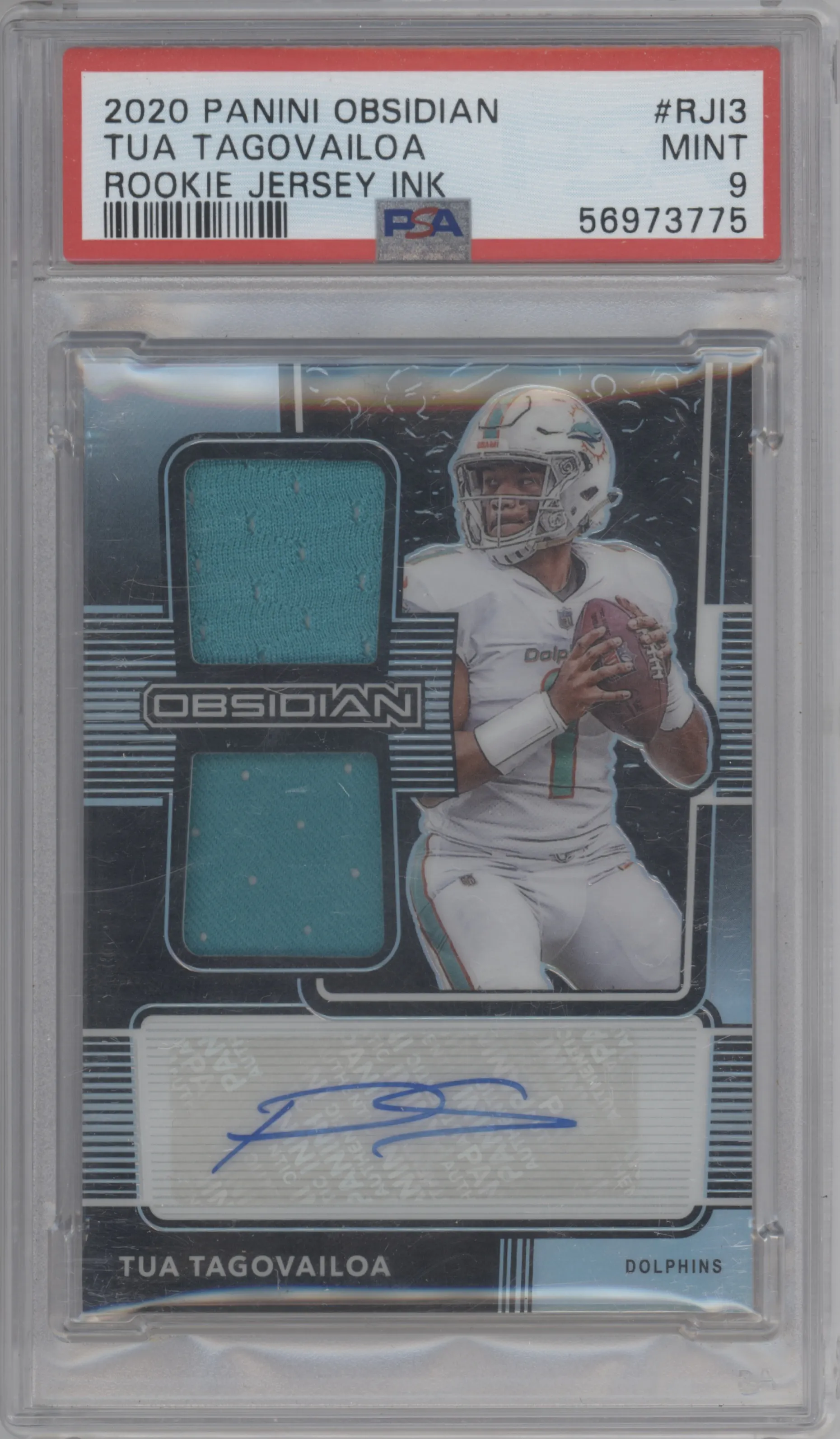 2020 Panini Obsidian Rke.Jrsy.Ink Tua Tagovailoa PSA 9
