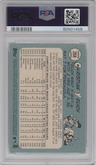 Christian Yelich from the 2014 Topps Heritage set graded by PSA and given an overall grade of 9.