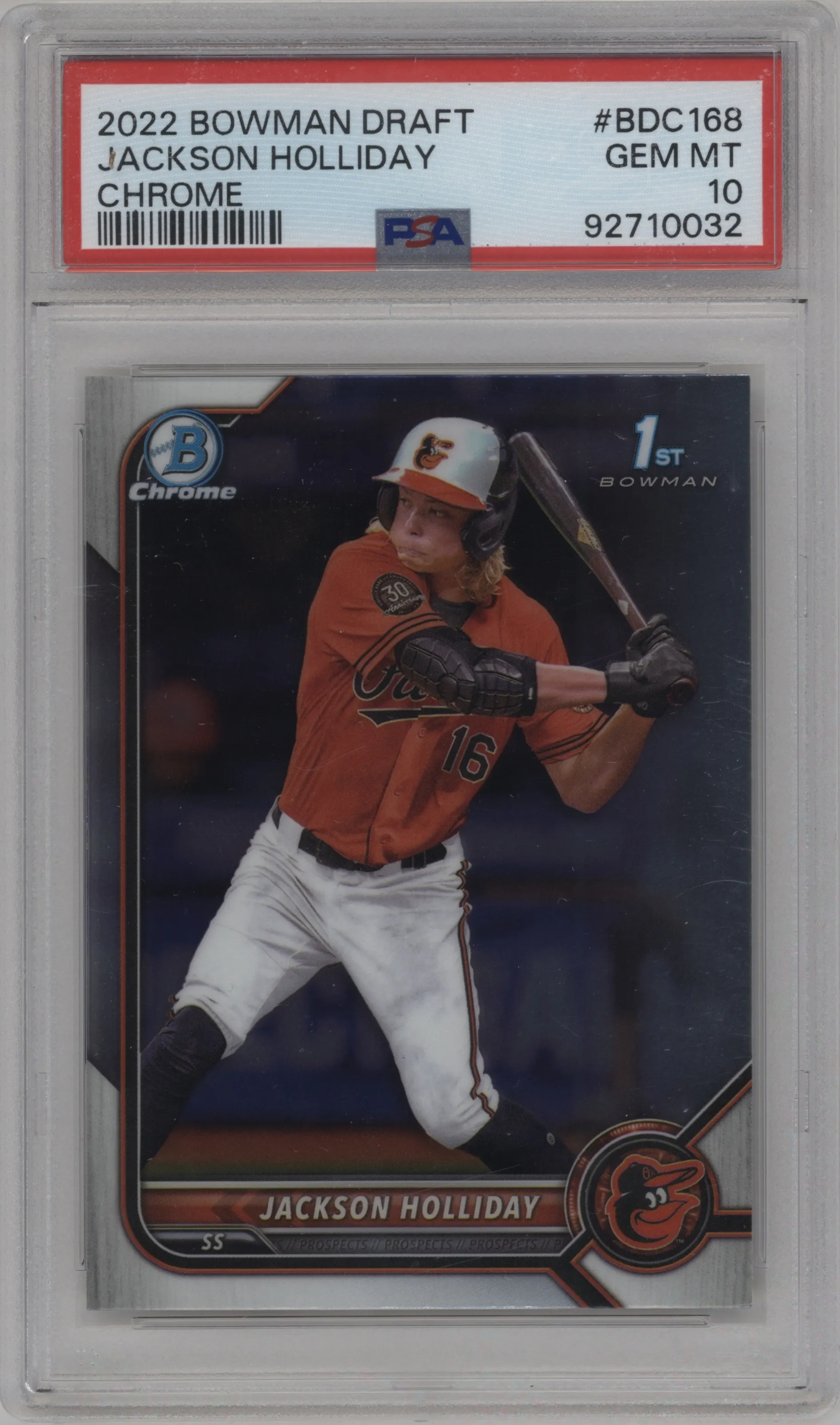 2022 Bowman Draft Chrome Jackson Holliday PSA 10