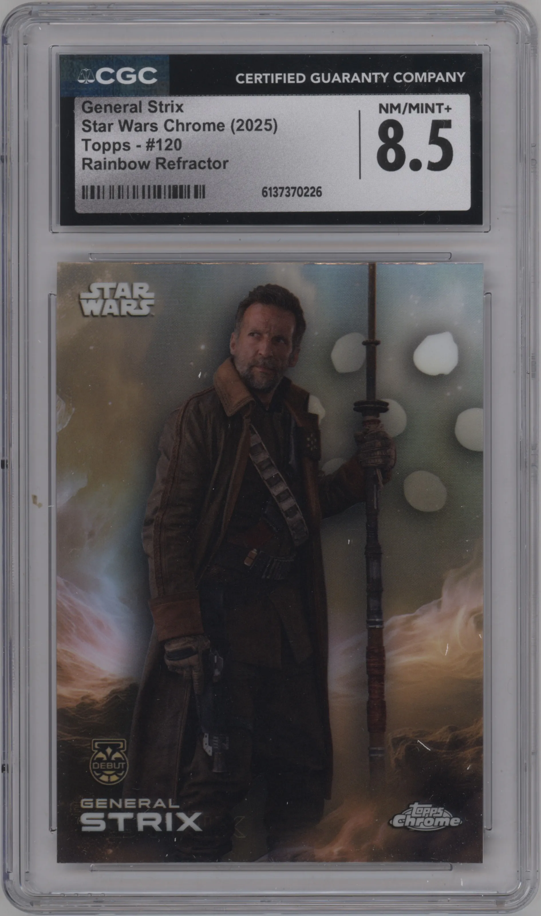 2025 Topps Chrome Star Wars General Strix Rainbow Refractor CGC 8.5