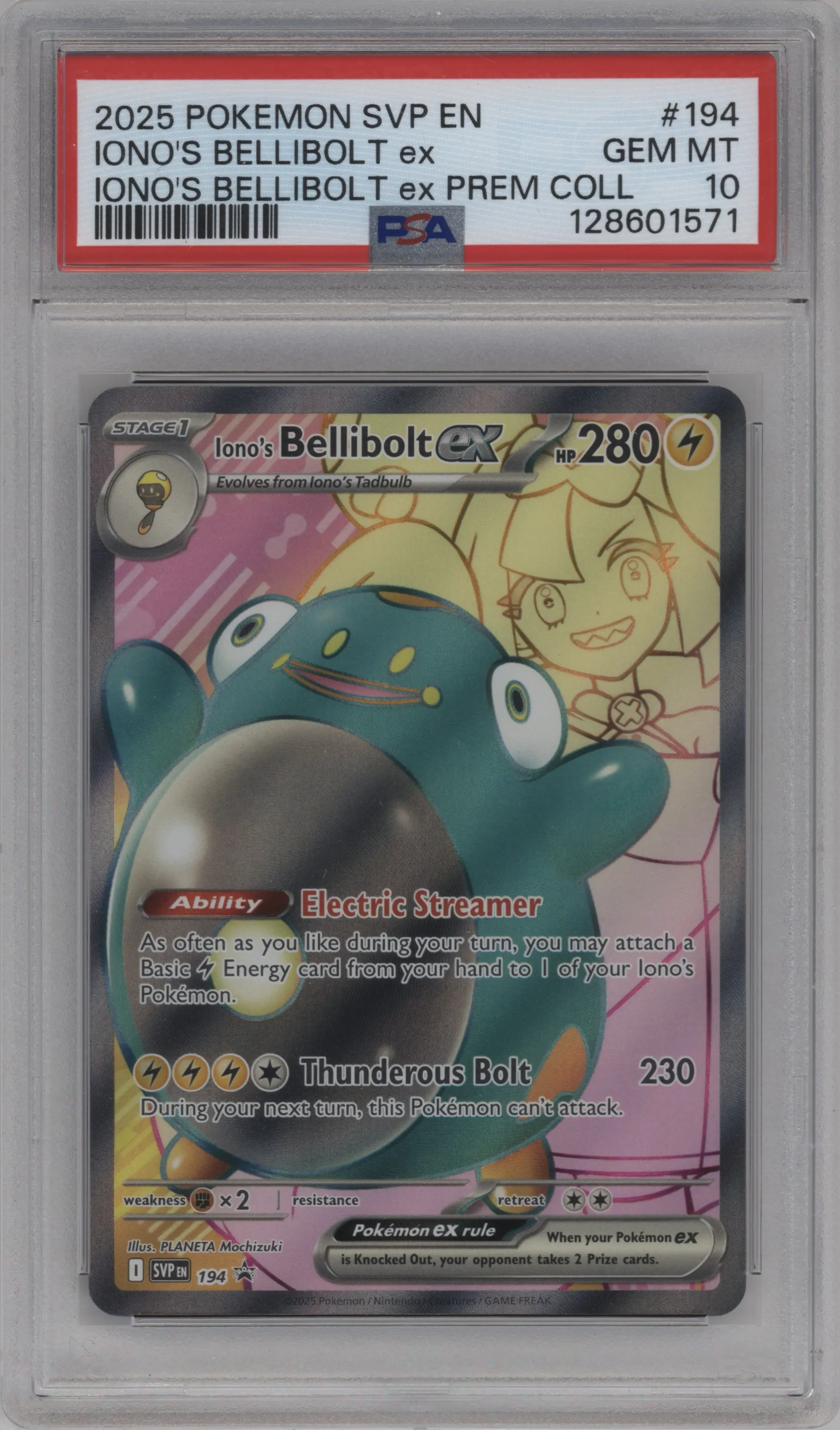 2025 Pokemon SV Iono's Bellibolt ex Iono's Bellibolt ex Premium Collection #194 PSA 10