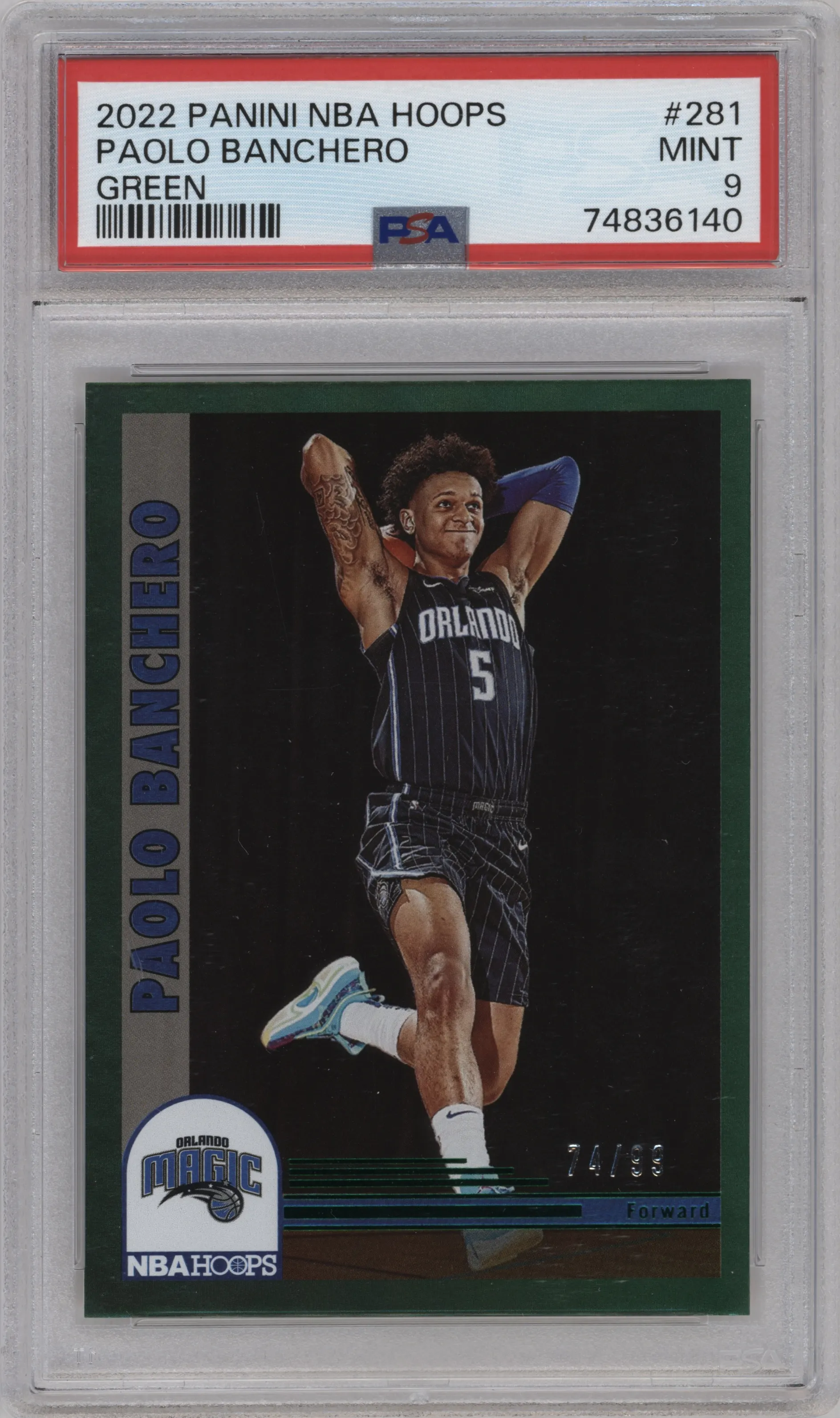 2022 Panini NBA Hoops Tribute Paolo Banchero Green PSA 9