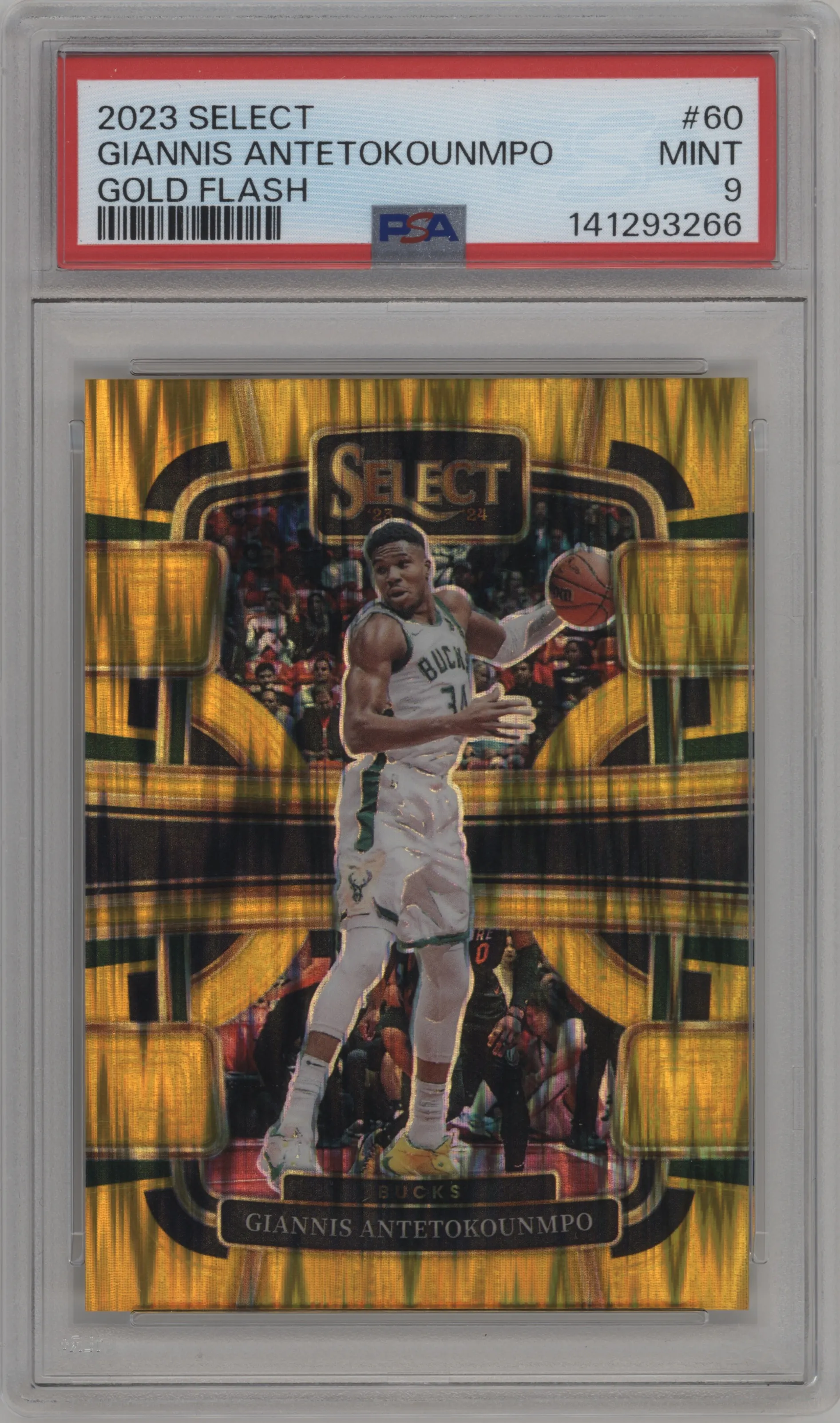 2023 Panini Select Giannis Antetokounmpo Gold Flash #60 PSA 9