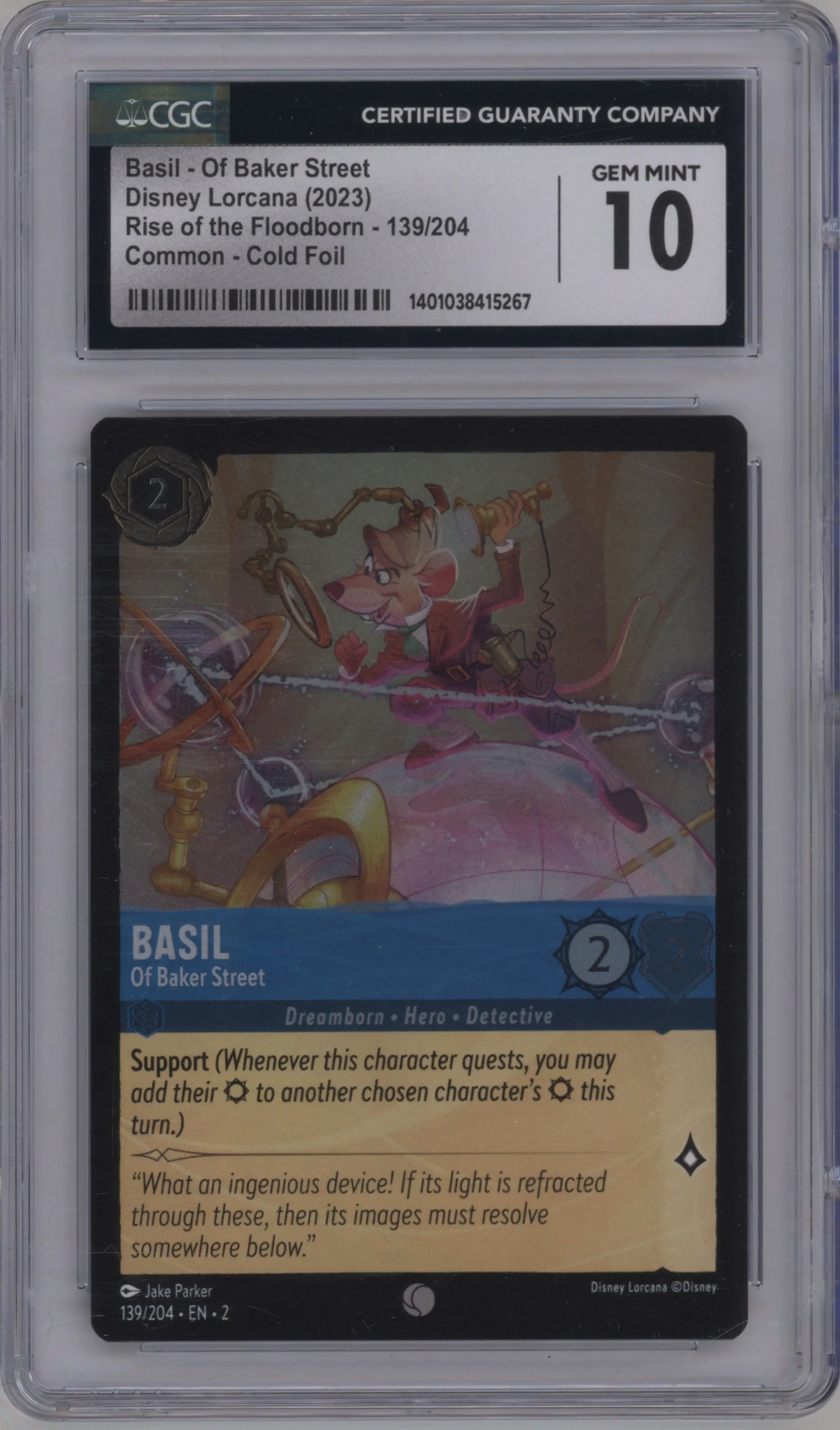 2023 Disney Lorcana Rise of the Floodborn Basil Foil #139 CGC 10