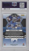 Jameson Williams from the 2022 Panini Mosaic set featuring a Reactive Orange parallel graded by PSA and given an overall grade of 10.