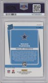Micah Parsons from the 2021 Panini Donruss Optic set featuring a Aqua parallel graded by PSA and given an overall grade of 10.