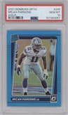 Micah Parsons from the 2021 Panini Donruss Optic set featuring a Aqua parallel graded by PSA and given an overall grade of 10.