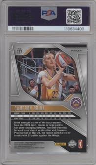Cameron Brink from the 2024 Panini Prizm WNBA set featuring a Ice parallel graded by PSA and given an overall grade of 10.