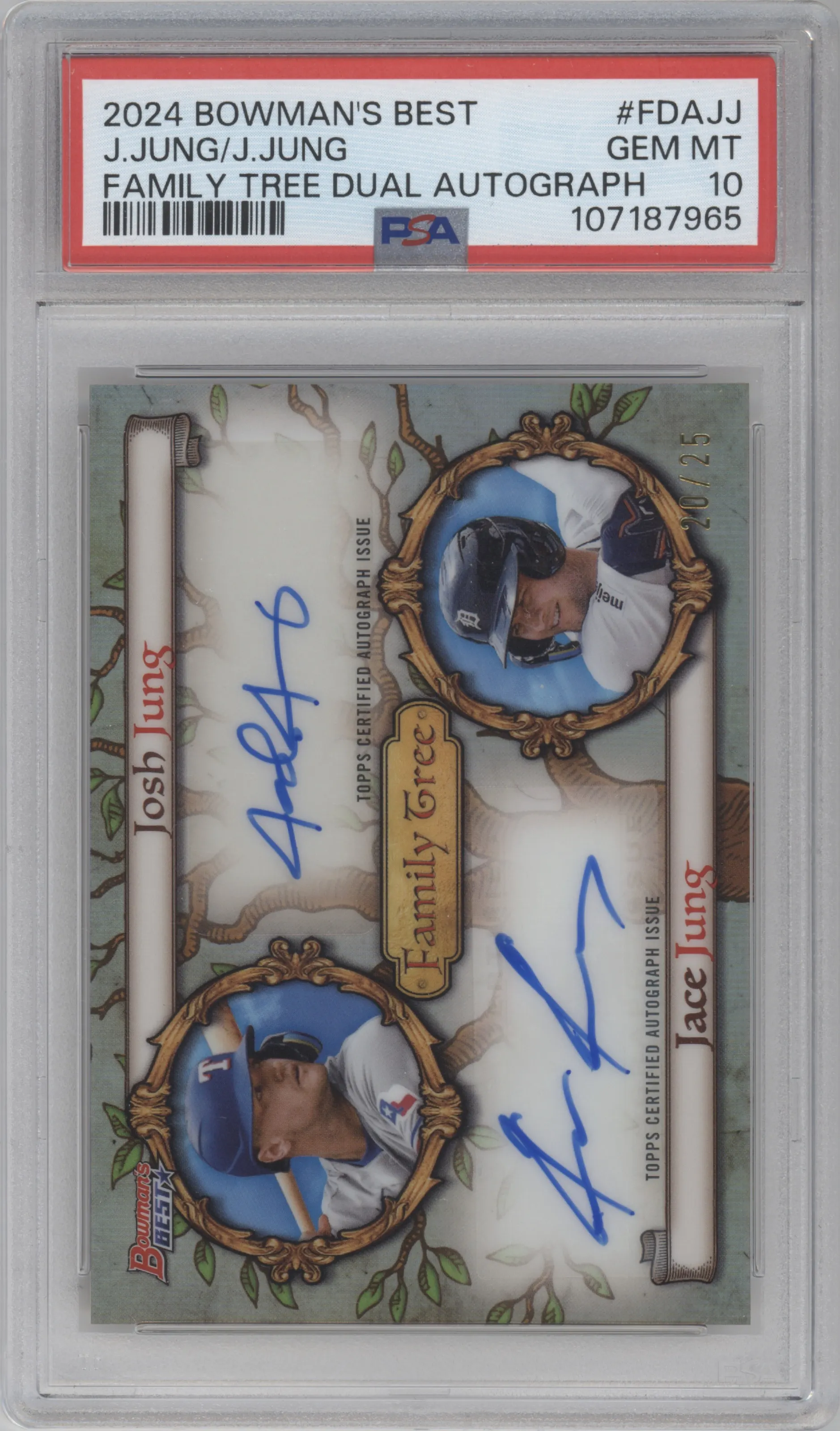 2024 Bowman's Best Family Tree Dual Autograph Josh Jung/Jace Jung #FDA-JJ PSA 10