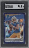 Justin Herbert from the 2020 Panini Donruss Optic set featuring a Purple Shock parallel graded by SGC and given an overall grade of 9.5.