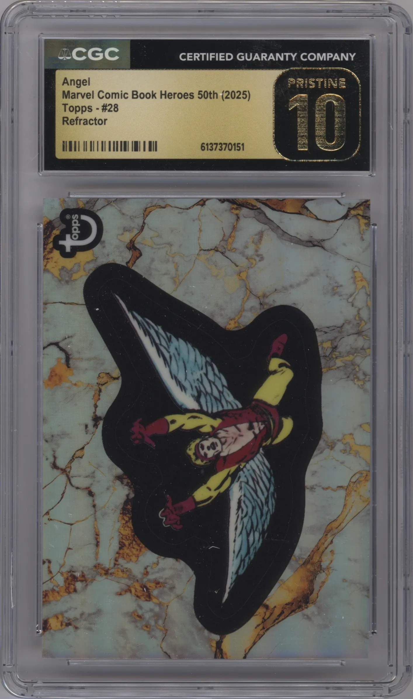 2025 Topps Marvel Comic Book Heroes 1975 Golden Anniversary Angel Refractor CGC 10