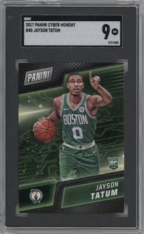 Jayson Tatum from the 2017 Panini Cyber Monday set graded by SGC and given an overall grade of 9.