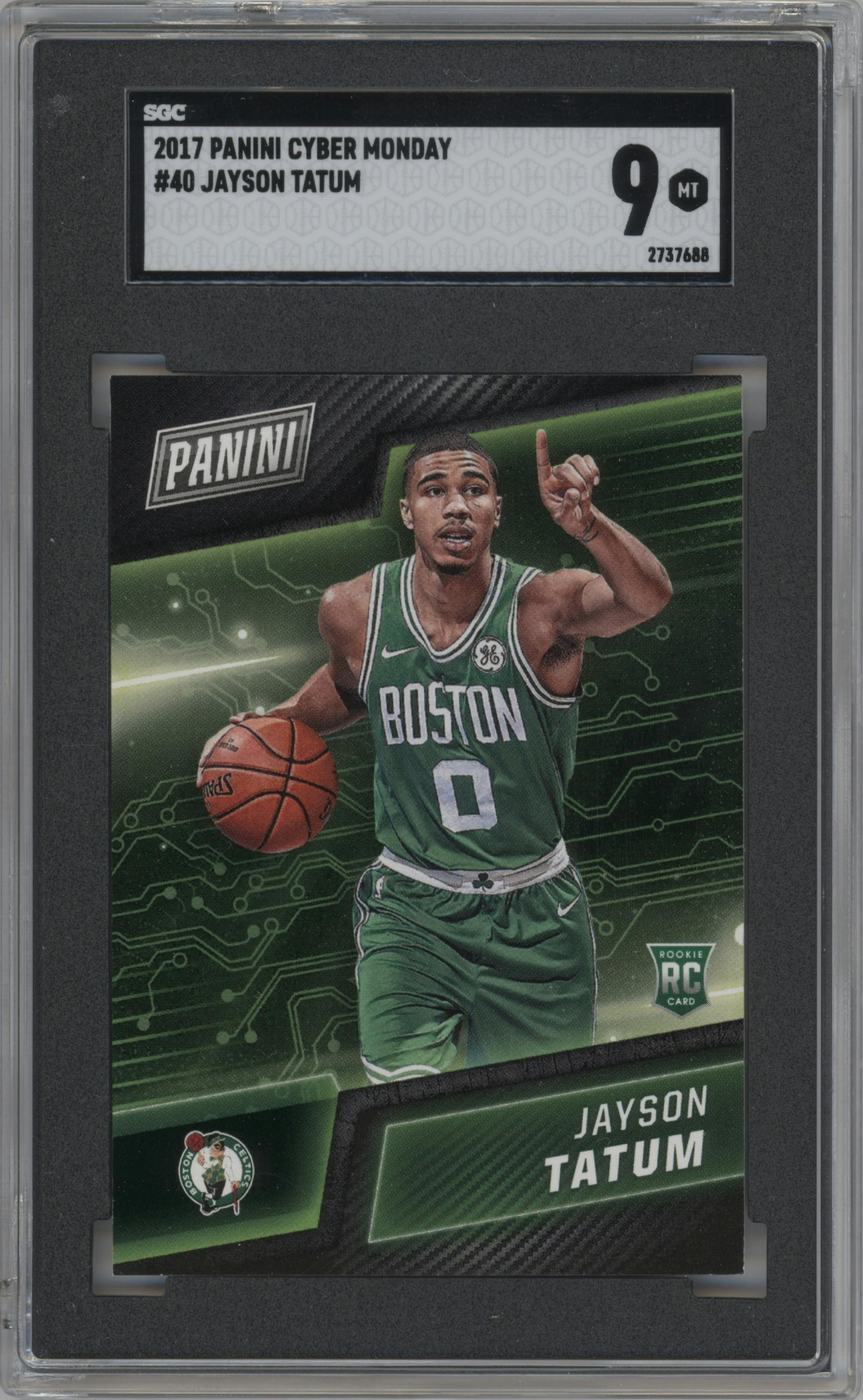 Jayson Tatum from the 2017 Panini Cyber Monday set graded by SGC and given an overall grade of 9.