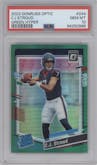 C.J. Stroud from the 2023 Donruss Optic set featuring a Hyper Green parallel graded by PSA and given an overall grade of 10.