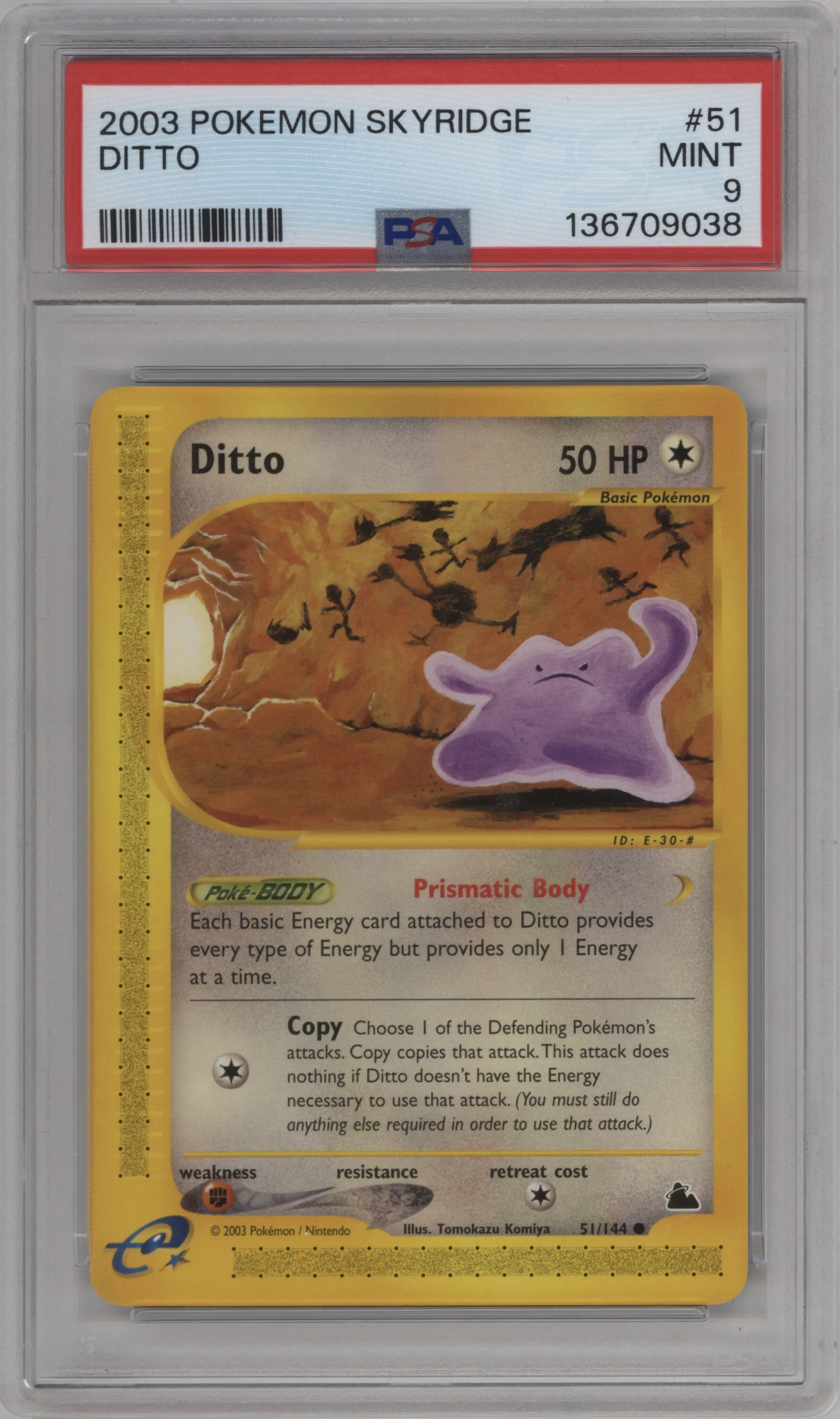 2003 Pokemon E-CARD Skyridge Ditto #51 PSA 9