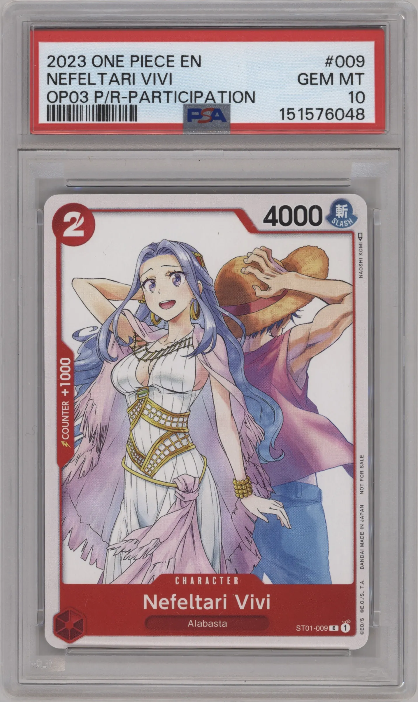 2023 One Piece Pre-Release Tournament Nefeltari Vivi C #ST01-009 C PSA 10