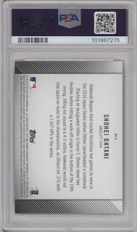 Shohei Ohtani from the 2018 Bowman Platinum set graded by PSA and given an overall grade of 9.