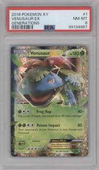 Venusaur EX from the 2016 Pokemon XY set graded by PSA and given an overall grade of 8.