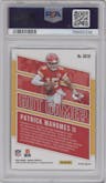 Patrick Mahomes II from the 2020 Panini Mosaic set featuring a Mosaic parallel graded by PSA and given an overall grade of 10.