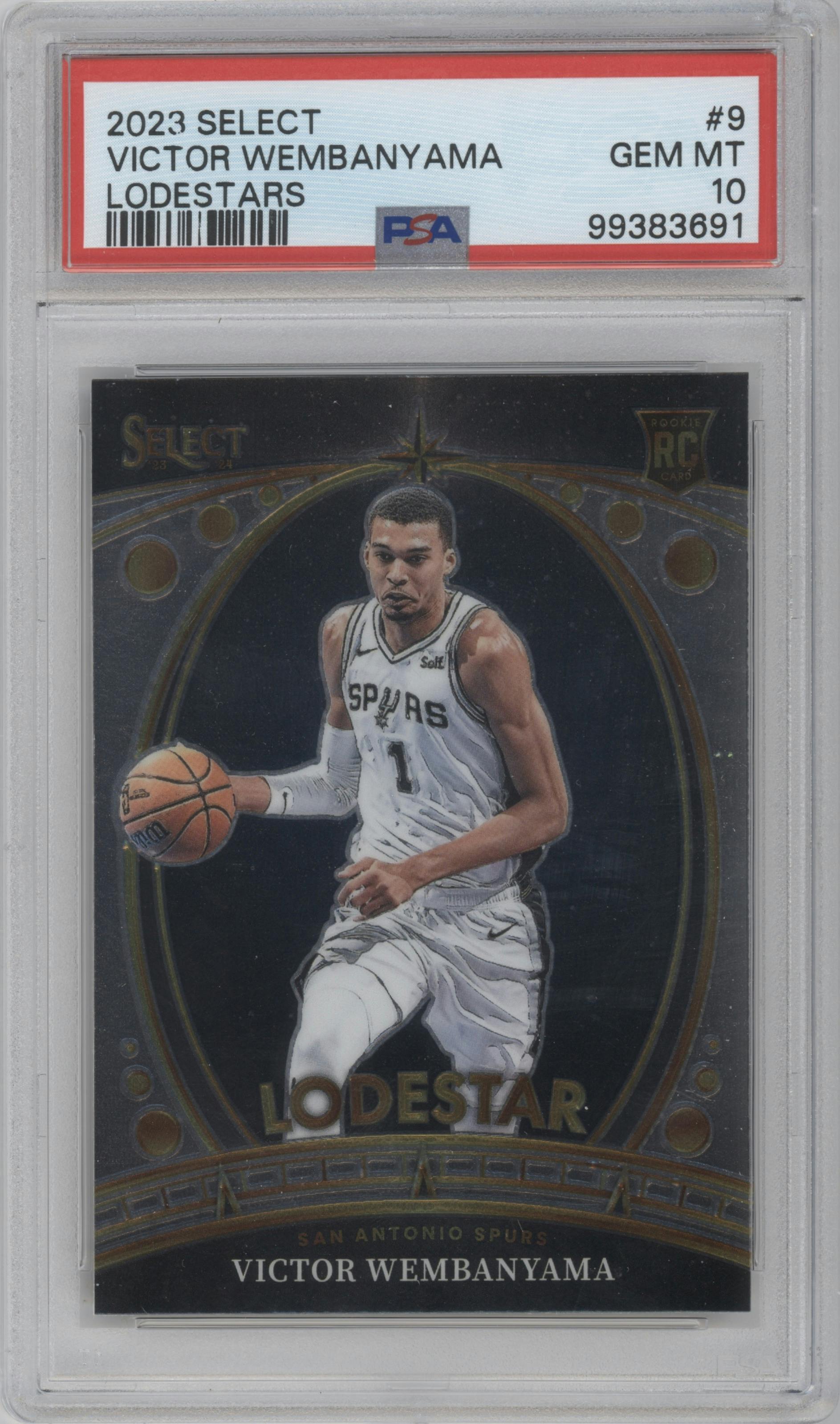 Victor Wembanyama from the 2023-24 Panini Select  set graded by PSA and given an overall grade of 10.