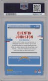 Quentin Johnston from the 2023 Donruss Optic set featuring a Teal Velocity parallel graded by PSA and given an overall grade of 10.