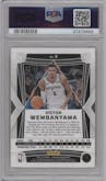 Victor Wembanyama from the 2023-24 Panini Obsidian set featuring a Electric Etch Orange Flood parallel graded by PSA and given an overall grade of 9.