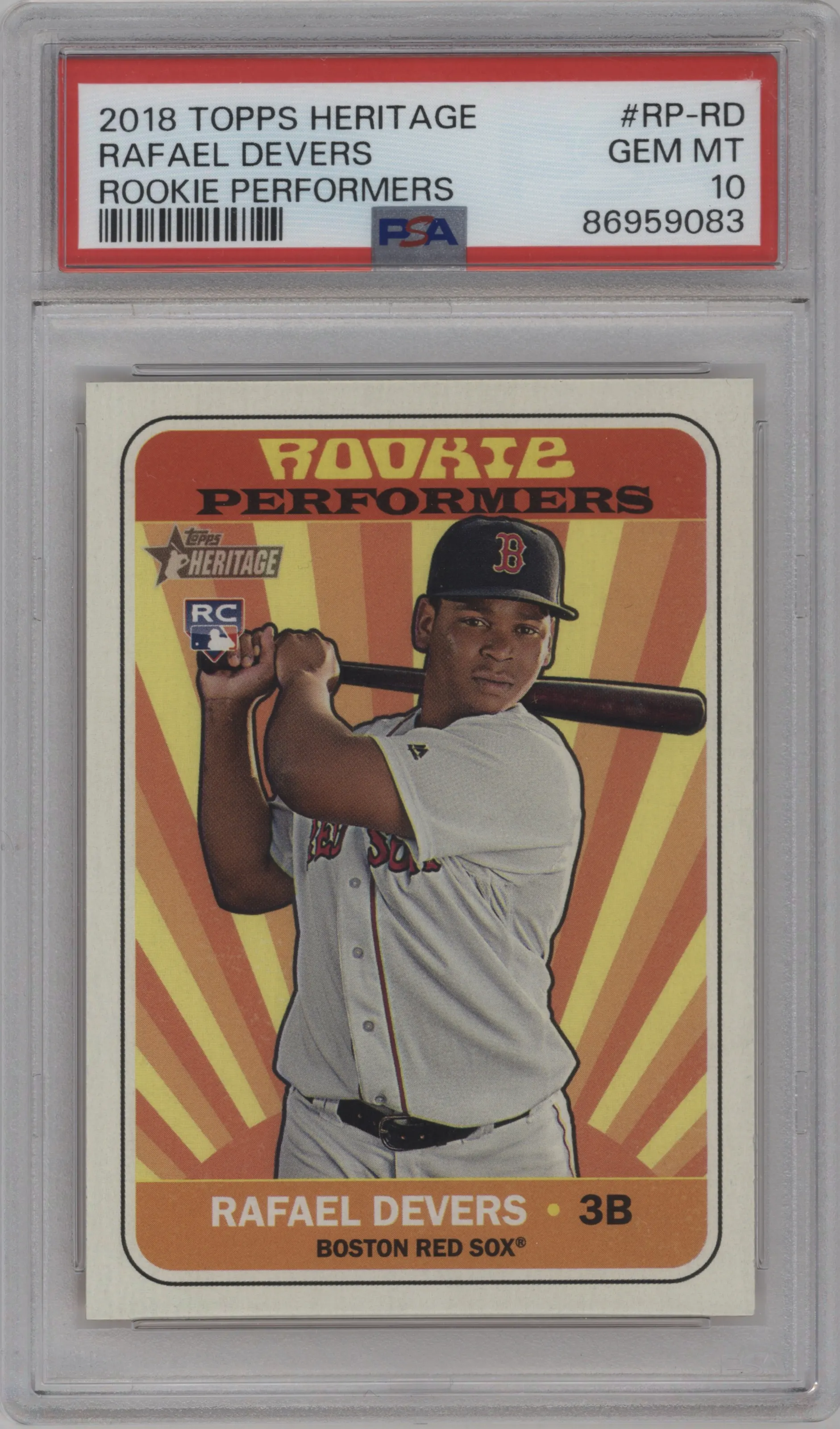 2018 Topps Heritage High Number Rke.Performers Rafael Devers PSA 10