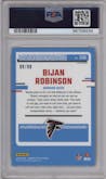 Bijan Robinson from the 2023 Donruss Optic set featuring a Red parallel graded by PSA and given an overall grade of 9.