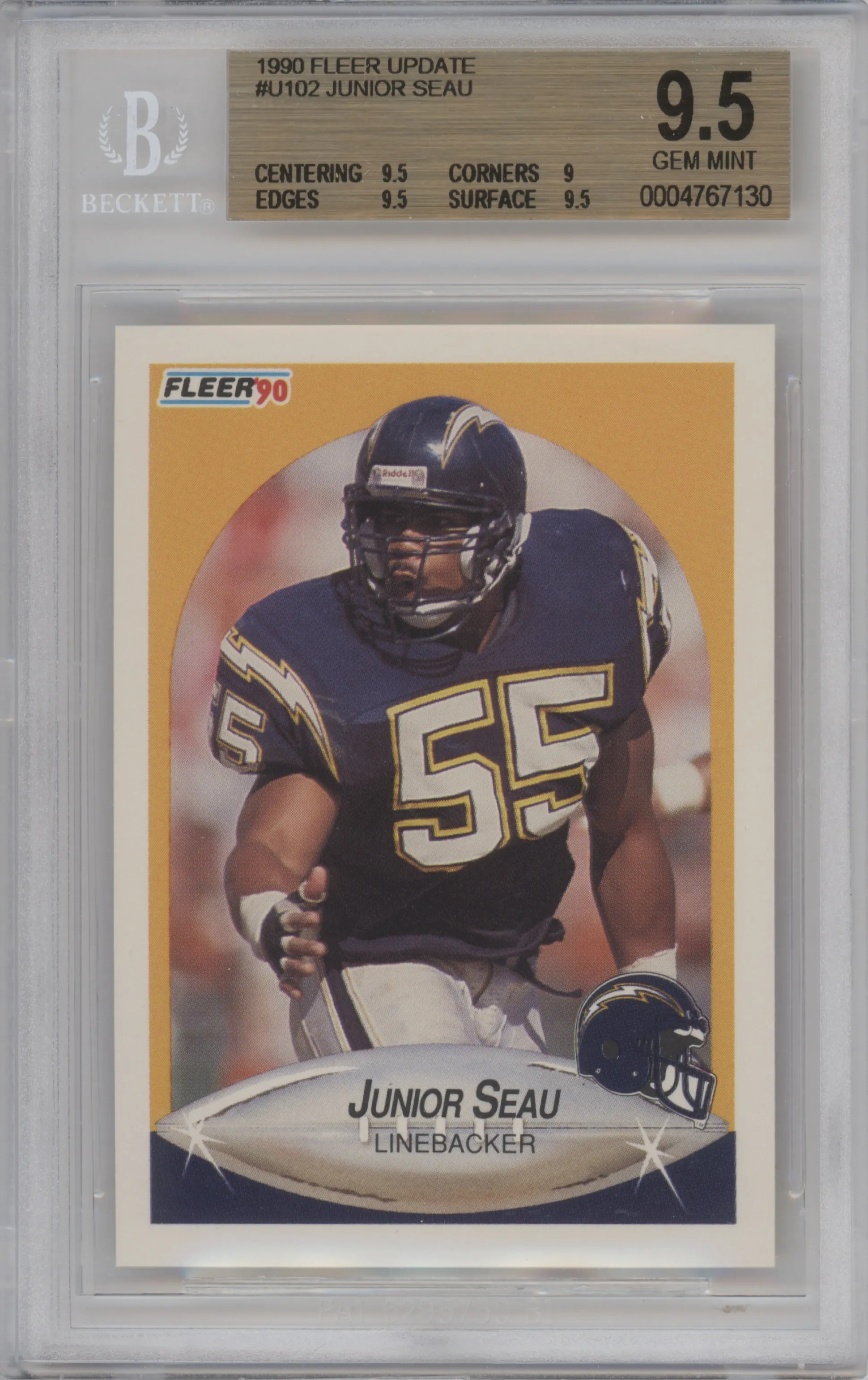 1990 Fleer Update Junior Seau BGS 9.5