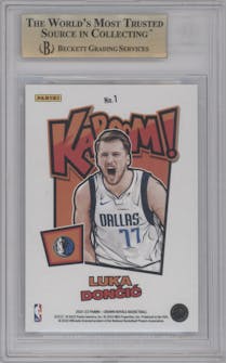 Luka Doncic from the 2021-22 Crown Royale set graded by Beckett and given an overall grade of 9.5.