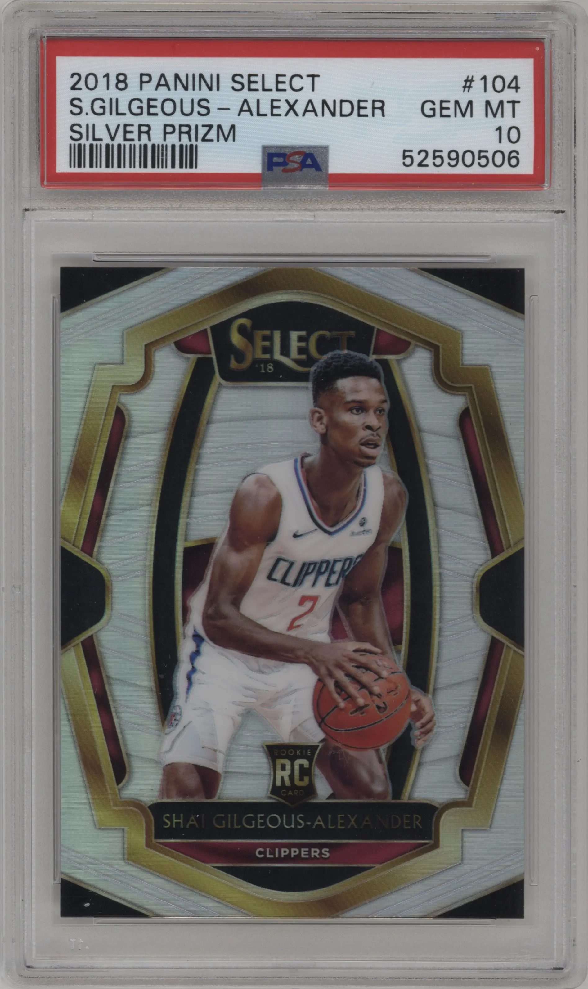 2018 Panini Select Pre.Lvl. Shai Gilgeous-Alexander Silver Prizm #104 PSA 10