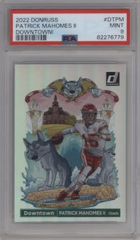 Patrick Mahomes II from the 2022 Panini Donruss set graded by PSA and given an overall grade of 9.