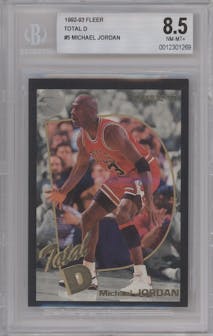 Michael Jordan from the 1992-93 Fleer  set graded by Beckett and given an overall grade of 8.5.