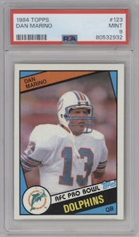 Dan Marino from the 1984 Topps set graded by PSA and given an overall grade of 9.